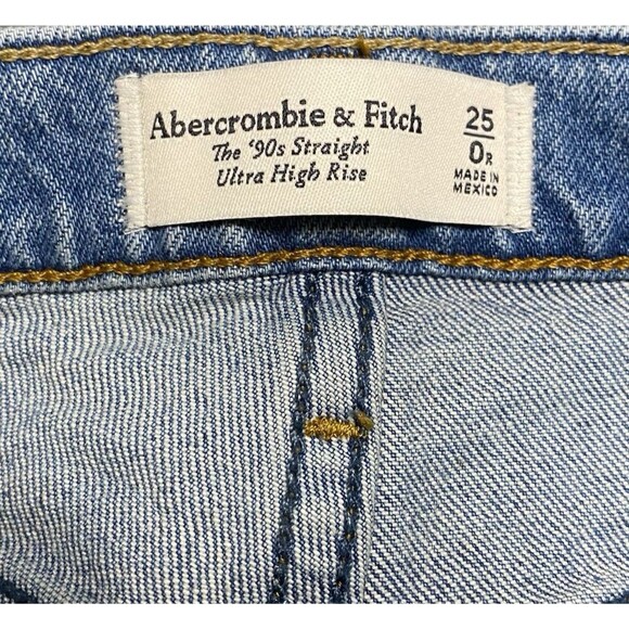 Abercrombie Fitch Jeans Women 25/0 Blue The 90s Straight Ultra High Rise - Picture 3 of 12